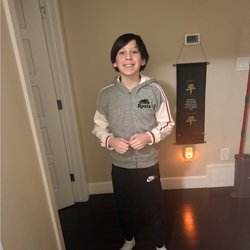New JR 12 Roots Gray White and red accents Hoodie